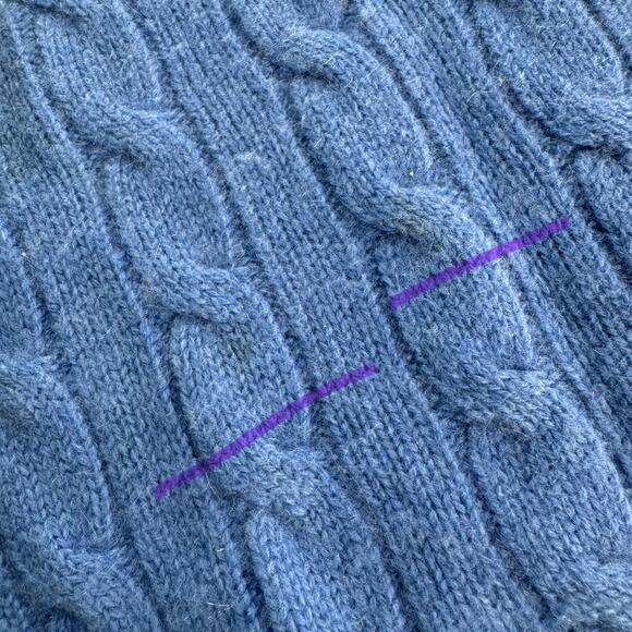 GRANT THOMAS 2 Ply Cashmere Pullover Sweater Crew Neck Soft Fuzzy Blue Size L - Picture 3 of 8